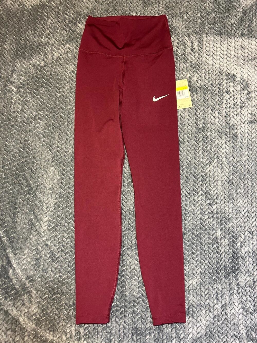 Nike Team 7/8 Leggings Women's Small Tall Burgundy Athleisure High Waist Pull On